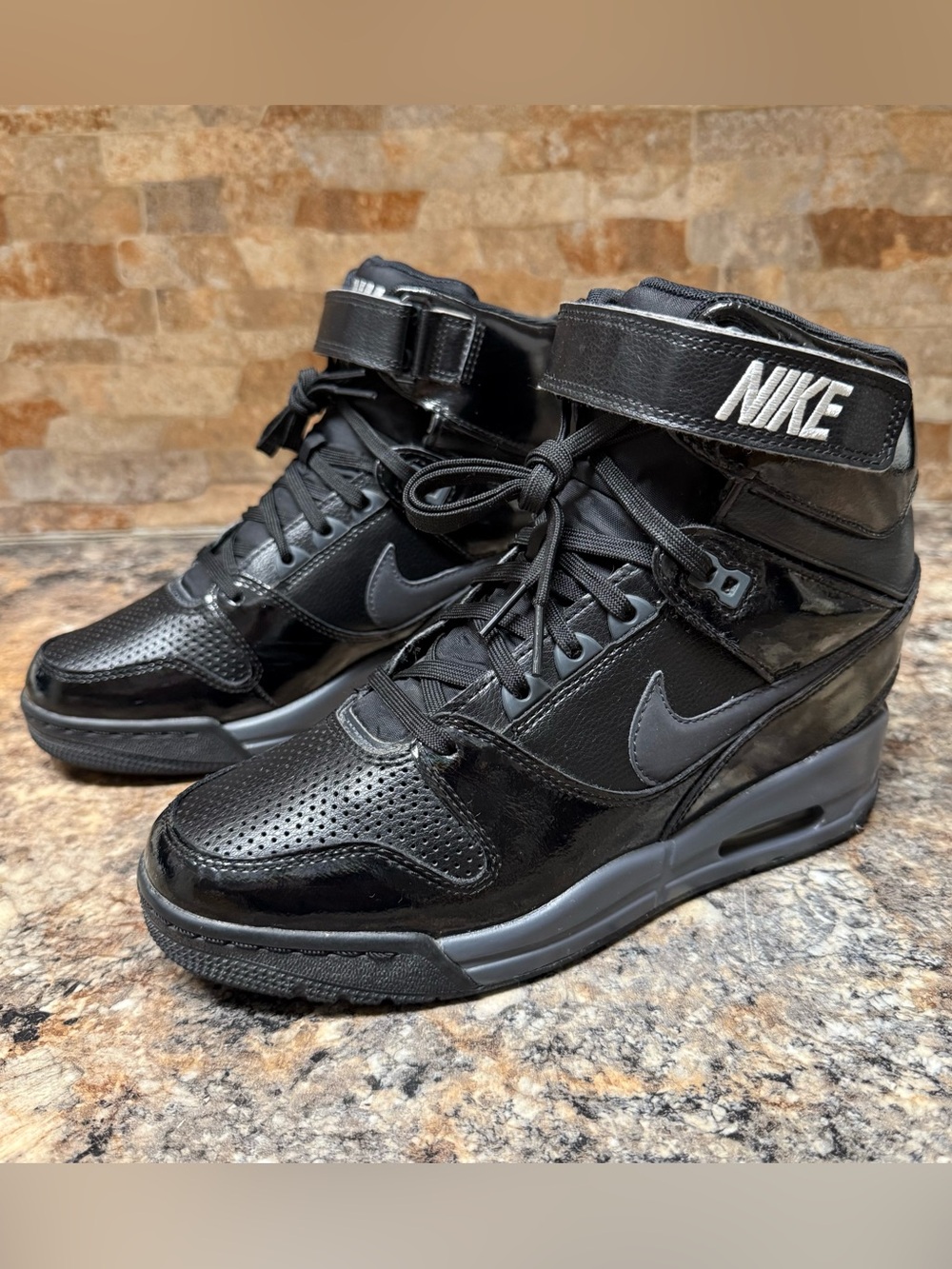 NIKE AIR REVOLUTION SKY HI WEDGE HEELS SIZE US 9.5 BLACK